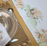 Trilho de Mesa Estampado Coelho Jardim Páscoa 46cm x 143cm - Ela Decora