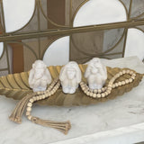 Trio da Sabedoria Macacos em Cimento Branco - Ela Decora