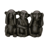 Trio da Sabedoria Macacos em Cimento Preto - Ela Decora