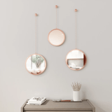 Trio de Espelhos Redondo Rose Gold Dima - Ela Decora