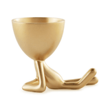 Vaso Cachepot Bob Deitado de Frente em Poliresina Dourado - 16 x 9,7 cm - Ela Decora