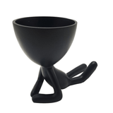 Vaso Cachepot Bob Deitado de Frente em Poliresina Preto - Ela Decora