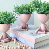 Vaso Cachepot Bob Deitado de Frente em Poliresina Rosa - 17 cm - Ela Decora