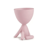 Vaso Cachepot Bob Sentado com uma Perna Levantada em Poliresina Rosa - 14,5 cm - Ela Decora