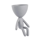 Vaso Cachepot Bob Sentado de Frente em Poliresina Cinza - 18 cm - Ela Decora