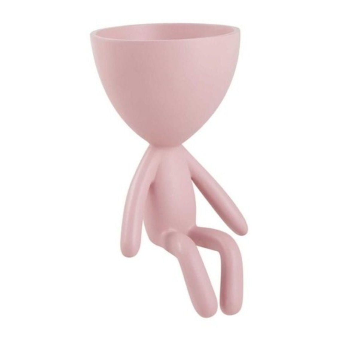 Vaso Cachepot Bob Sentado de Frente em Poliresina Rosa - 18 cm - Ela Decora