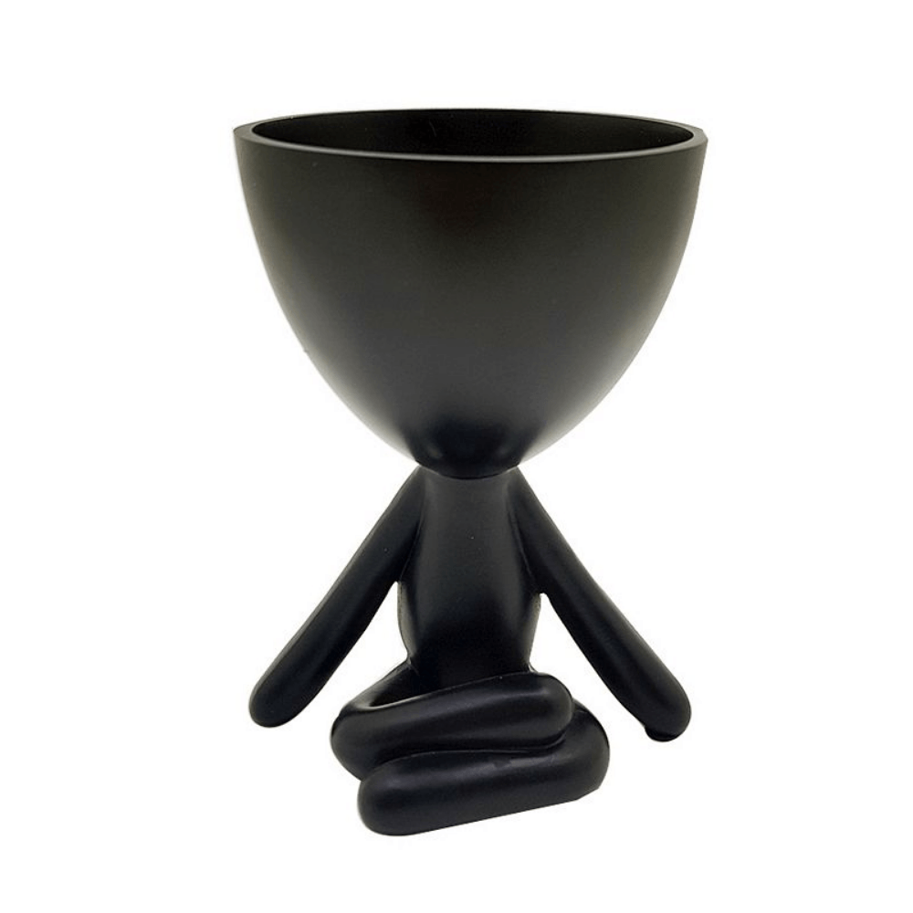 Vaso Cachepot Bob Sentado de Lado em Poliresina Preto - Ela Decora
