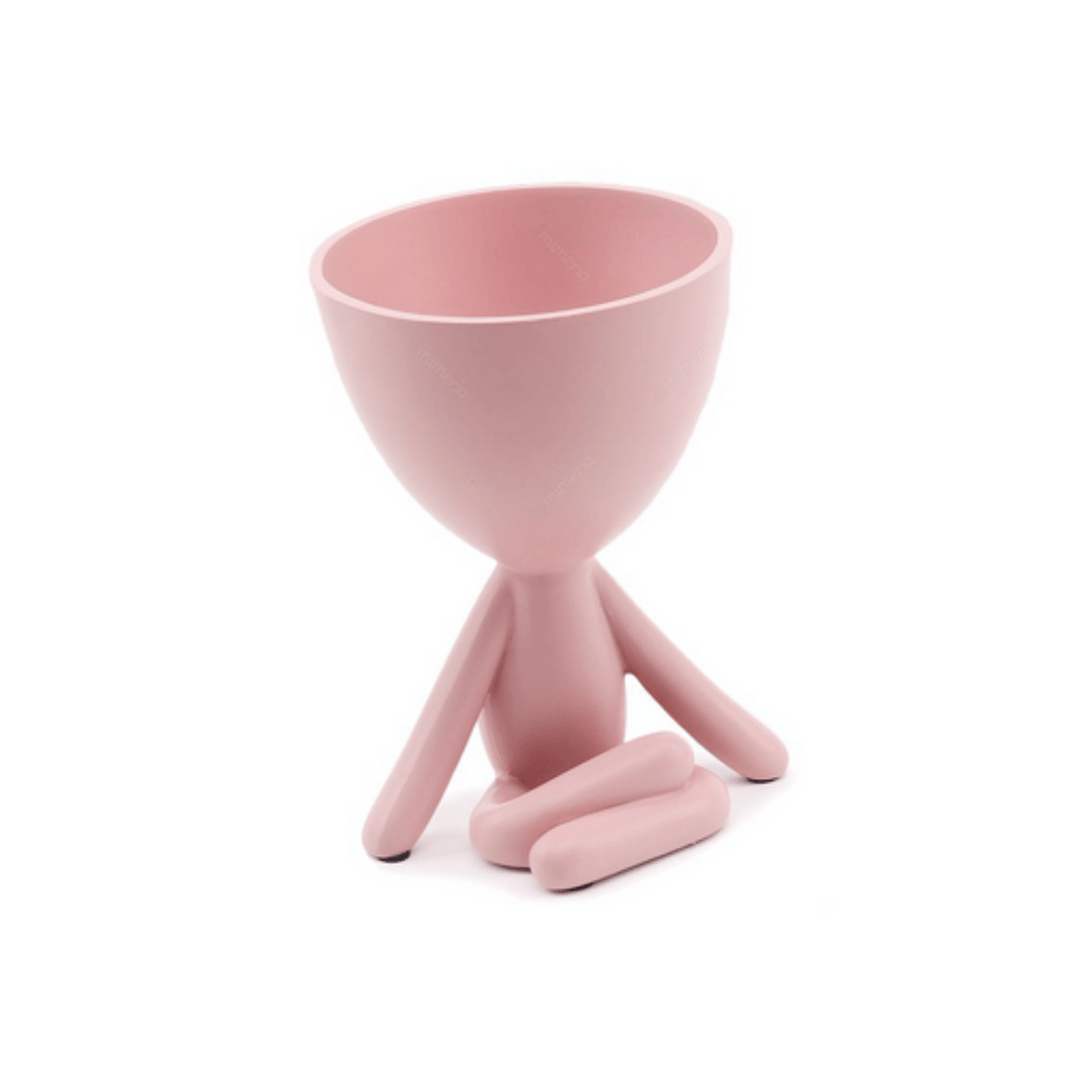 Vaso Cachepot Bob Sentado de Lado em Poliresina Rosa - 14 x 11 cm - Ela Decora