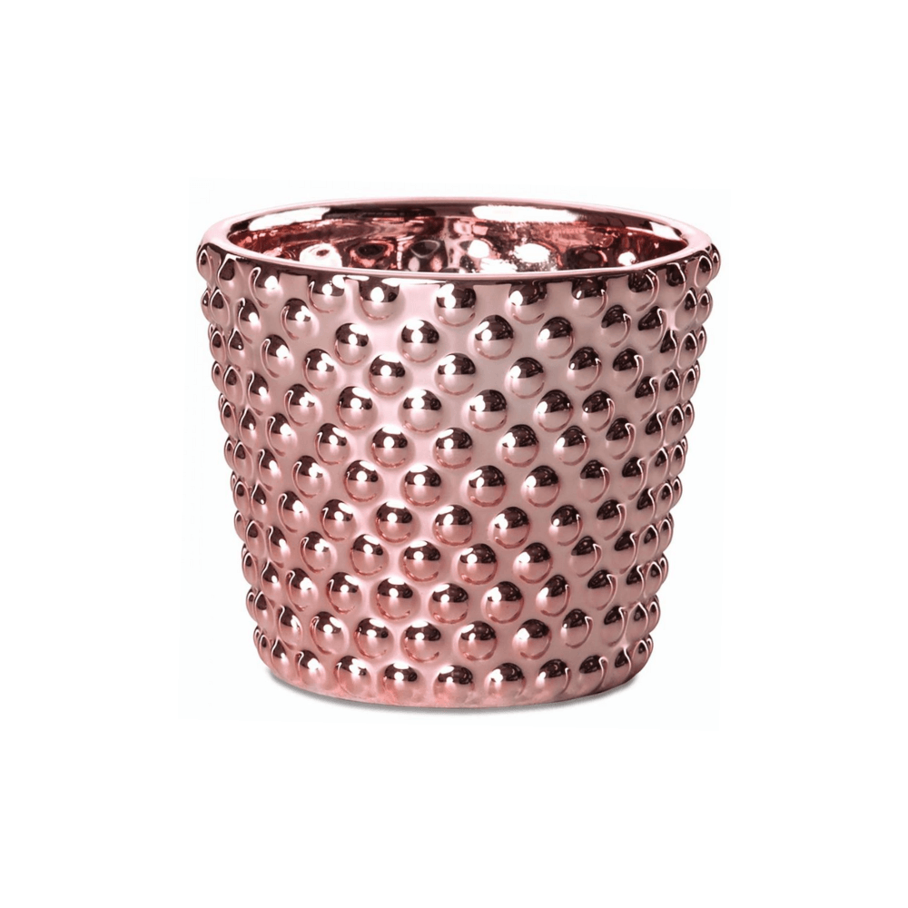 Vaso Cachepot Bolinhas Dots Cerâmica Rose Gold - 8 cm - Ela Decora