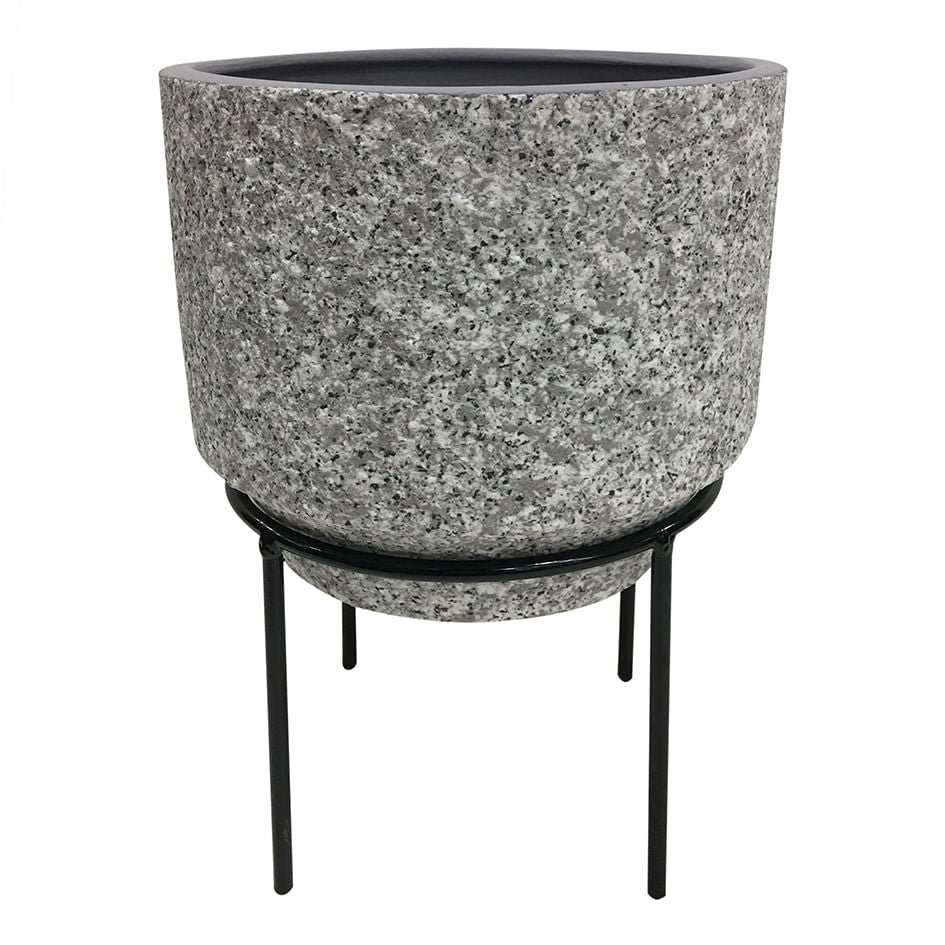 Vaso Cachepot Cerâmica Estilo Cimento 19 cm x 16 cm - Ela Decora