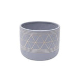 Vaso Cachepot Concreto Golden Geometric Lines Cinza - 14 cm - Ela Decora