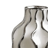 Vaso Cachepot de Cerâmica Branco com Desenhos Geométricos Prata - 26 cm - Ela Decora