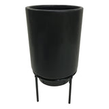 Vaso Cachepot de Cerâmica com Suporte de Metal Preto 17,5 cm x 12 cm - Ela Decora