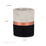 Vaso Cachepot Decorativo Preto e Rose Gold em Cimento (G) - 13 cm - Ela Decora