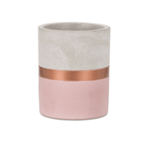Vaso Cachepot Decorativo Rosa e Rose Gold em Cimento (G) - 13 cm - Ela Decora