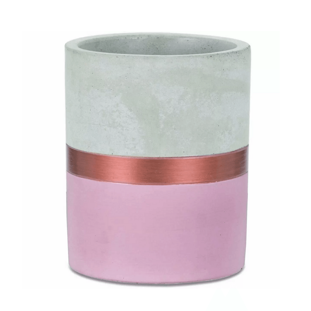 Vaso Cachepot Decorativo Rosa e Rose Gold em Cimento (M) - 11 cm - Ela Decora