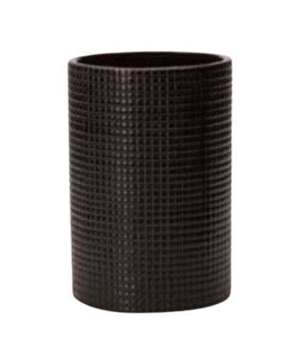 Vaso Cachepot em Cerâmica Preto 21cm x 14cm - Ela Decora