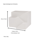 Vaso Cachepot em Cimento Cinza 15cm - Ela Decora