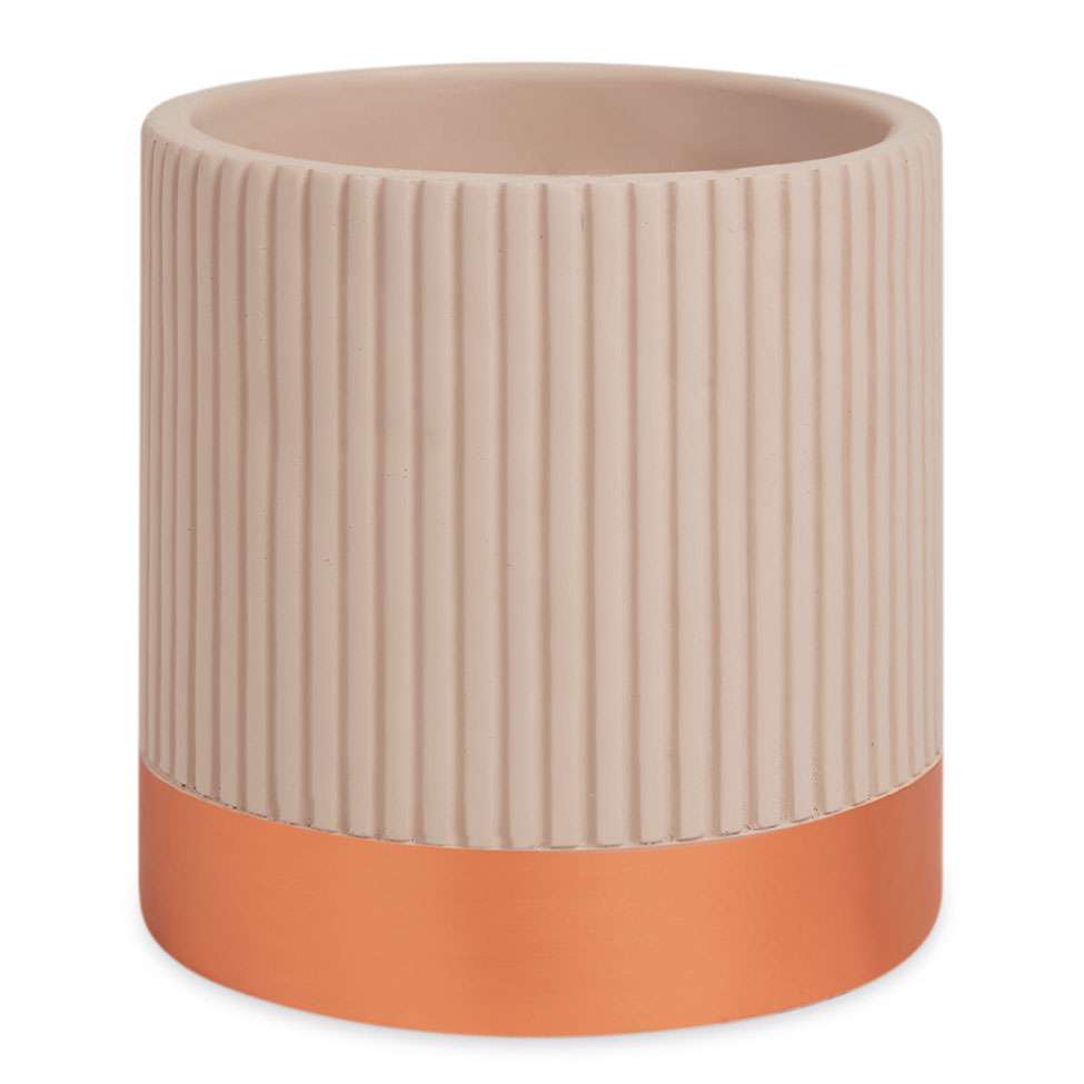 Vaso Cachepot em Cimento Nude e Rose Gold 14cm - Ela Decora