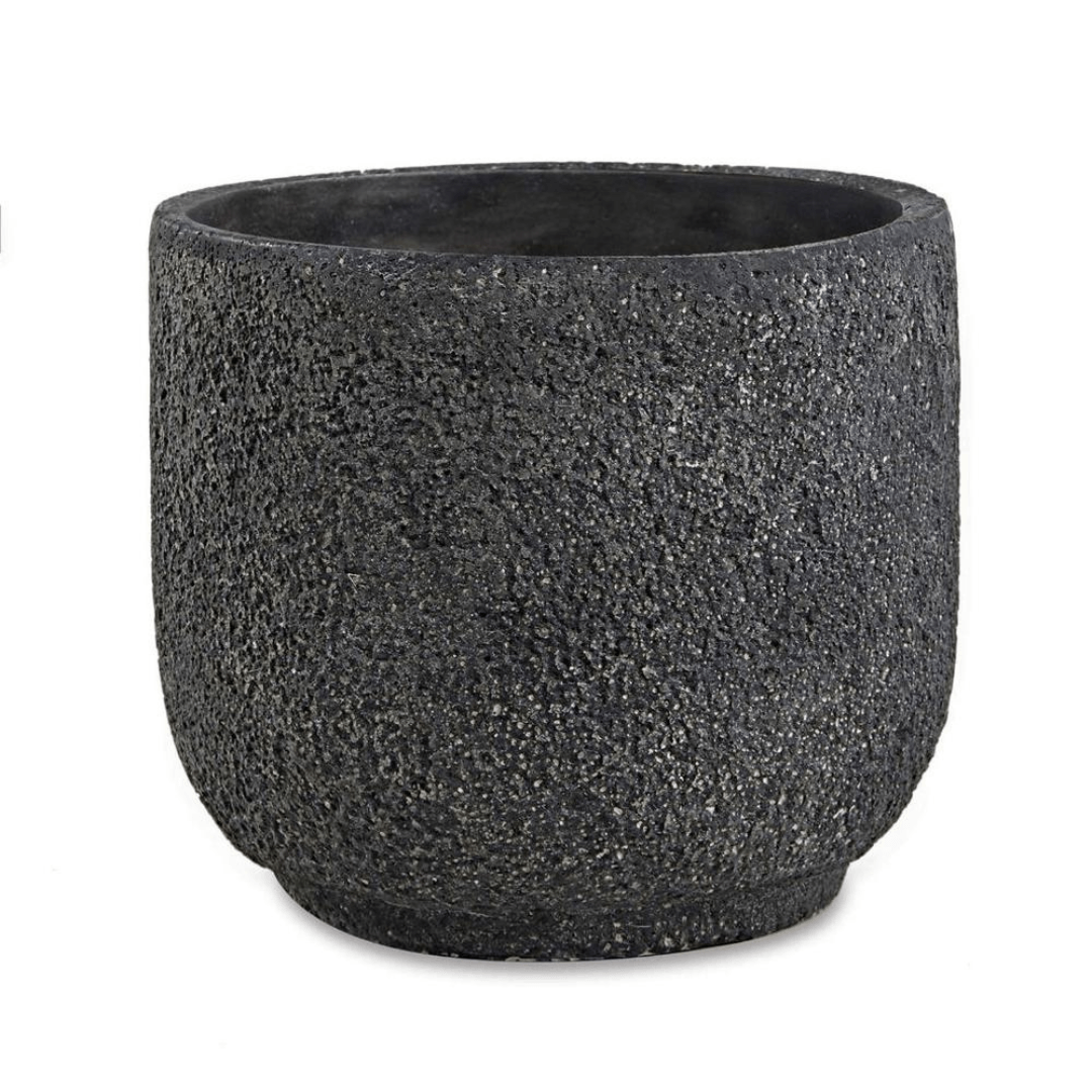 Vaso Cachepot em Cimento Preto 10,5cm - Ela Decora