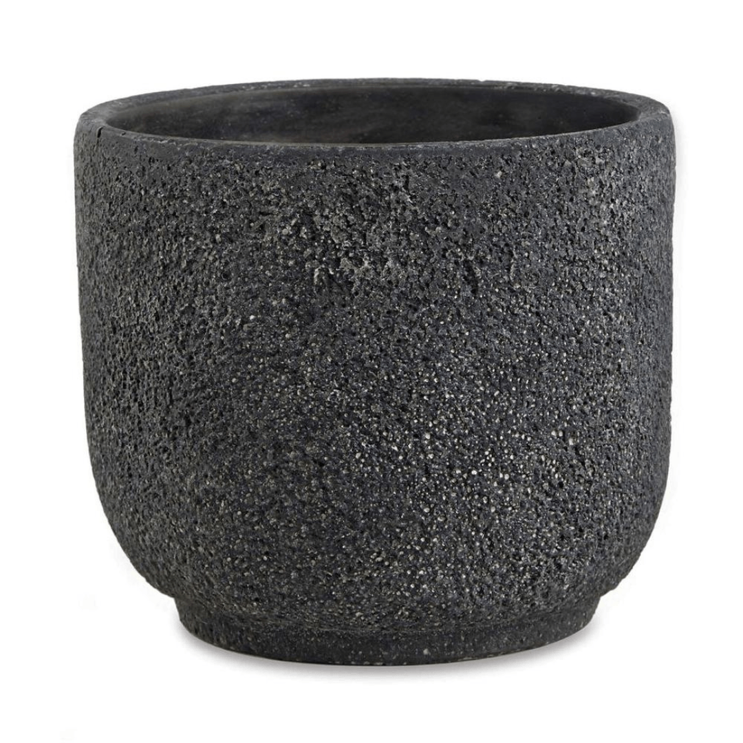 Vaso Cachepot em Cimento Preto 14cm - Ela Decora