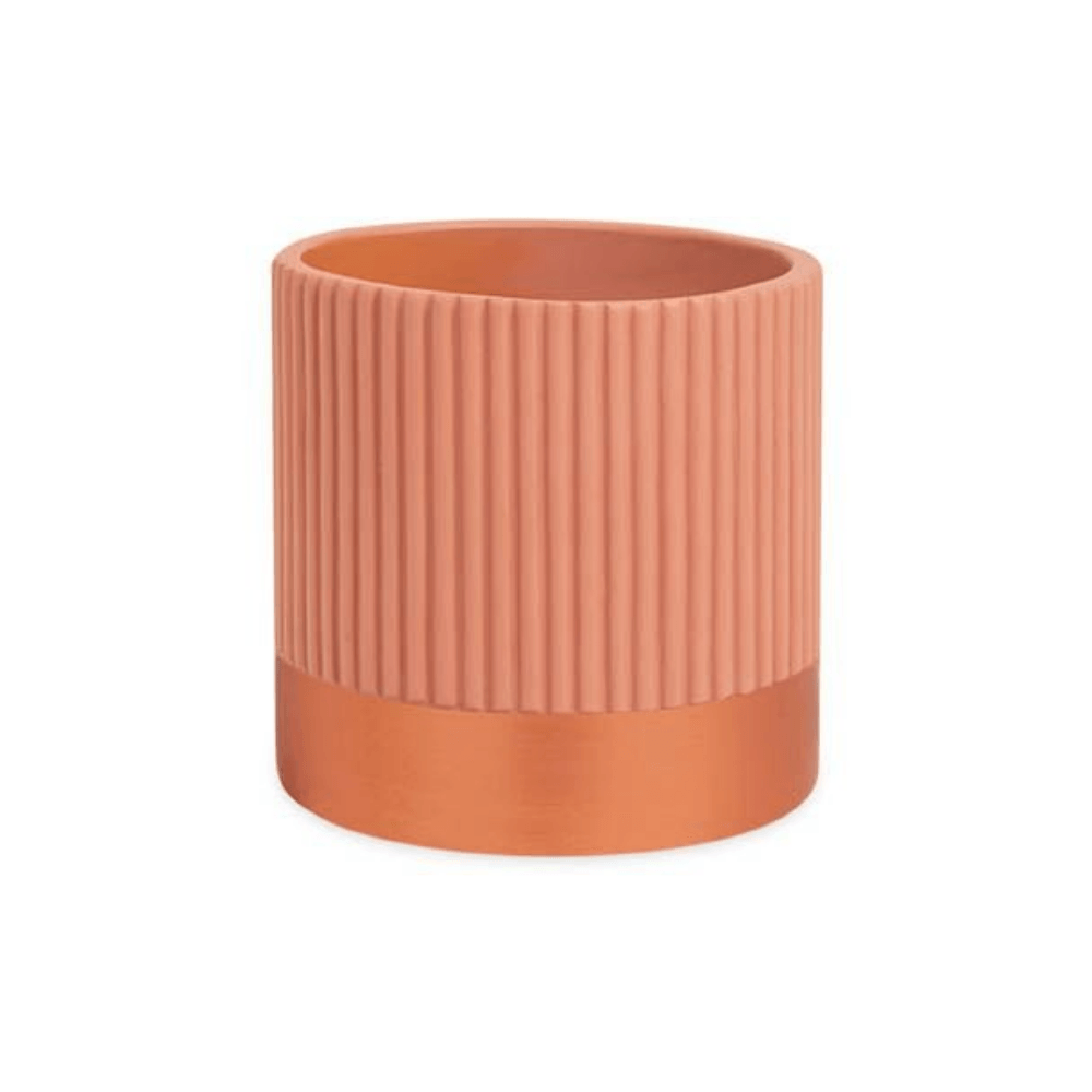 Vaso Cachepot em Cimento Terracota e Rose Gold - 12 cm - Ela Decora