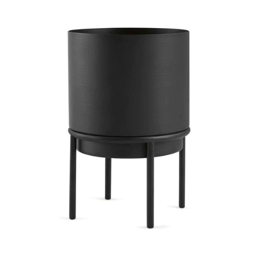 Vaso Cachepot em Metal com Suporte Preto 16cm - Ela Decora