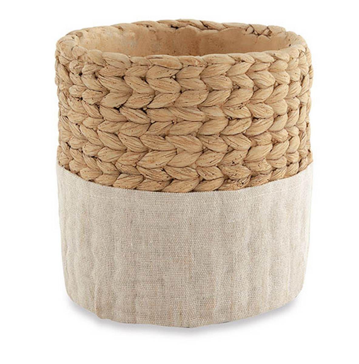 Vaso Cachepot Estilo Palha Cimento 17,5 cm - Ela Decora