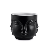 Vaso Cachepot Face Preto em Cerâmica (P) - 10 cm - Ela Decora
