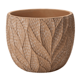 Vaso Cachepot Folhas em Cimento Marrom 19cm - Ela Decora