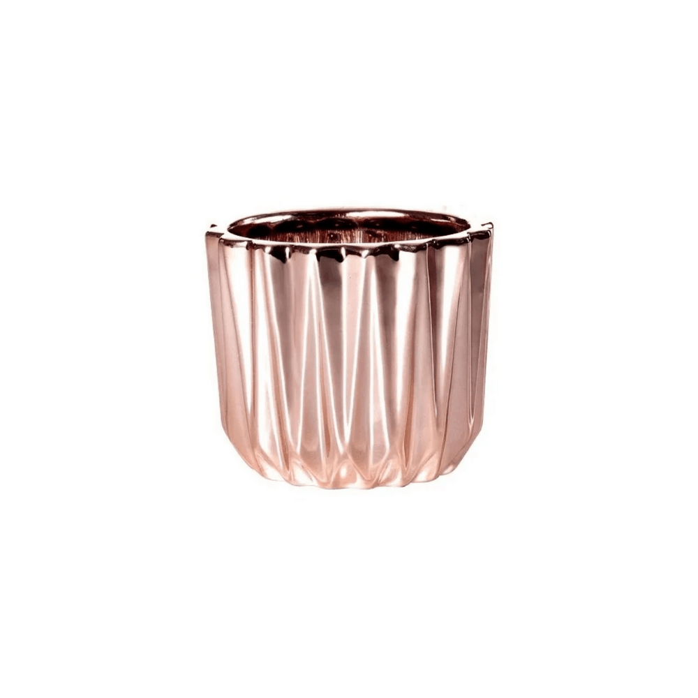 Vaso Cachepot Formas Geométricas Cerâmica Rose Gold - 8 cm - Ela Decora