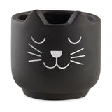 Vaso Cachepot Gato em Cimento Preto 10cm - Ela Decora