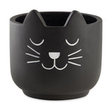 Vaso Cachepot Gato em Cimento Preto 15,5cm - Ela Decora