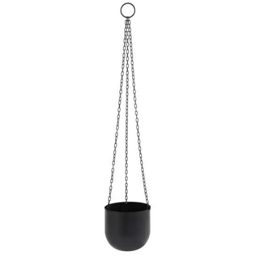 Vaso Cachepot Pendente em Metal Preto 16,5cm - Ela Decora