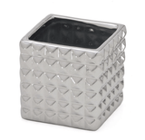 Vaso Cachepot Quadrado de Cerâmica 12cm - Ela Decora