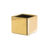 Vaso Cachepot Quadrado Porta - Velas Em Cerâmica Dourado - 6 x 7 cm - Ela Decora