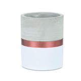 Vaso Cachepot Redondo Branco e Rose Gold 9cm - Ela Decora