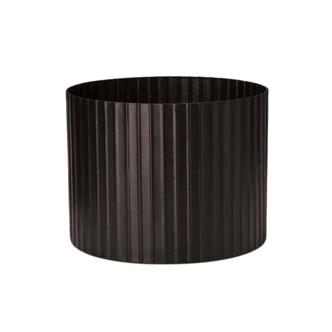 Vaso Cachepot Redondo em Metal Preto 15cm - Ela Decora