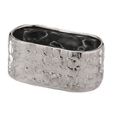 Vaso Cachepot Retangular com Bordas Arredondadas Cromado - Ela Decora