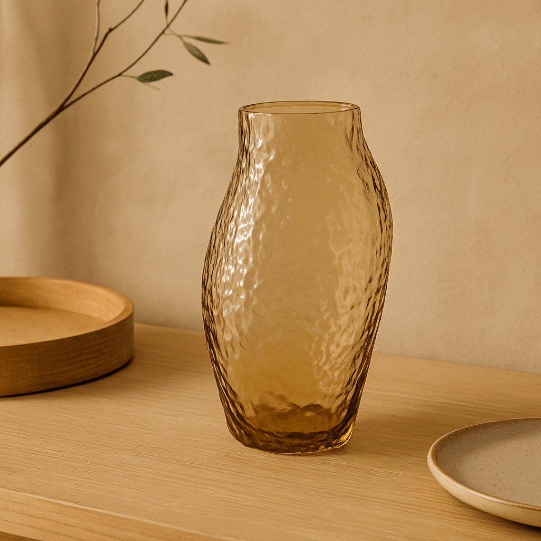 Vaso de Vidro Âmbar 30cm - Ela Decora