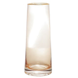 Vaso de Vidro com Borda Dourada Âmbar Liz 11cm x 27cm - Ela Decora