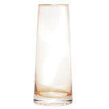 Vaso de Vidro com Borda Dourada Âmbar Liz 11cm x 27cm - Ela Decora