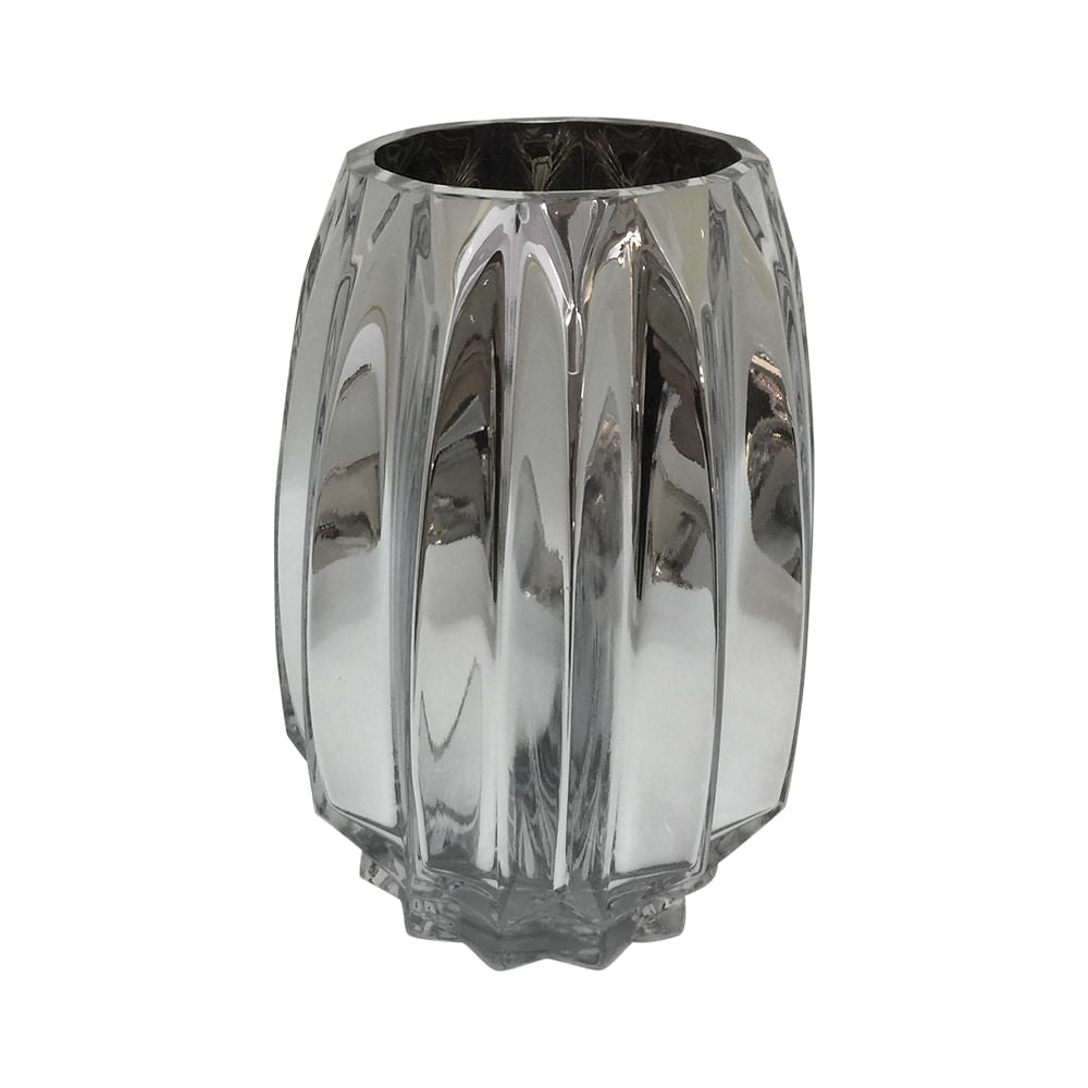 Vaso de Vidro Cromado 20 cm x 9 cm - Ela Decora
