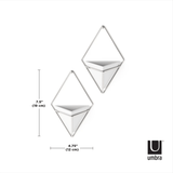 Vaso Decorativo Cachepot de Parede Triangular Branco com Cromado Umbra - 2 Peças - Ela Decora