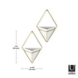 Vaso Decorativo Cachepot de Parede Triangular Branco com Dourado - 2 Peças - Ela Decora