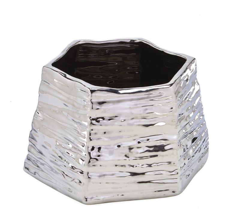 Vaso Decorativo Cromado 17cm x 16cm x 11cm - Ela Decora