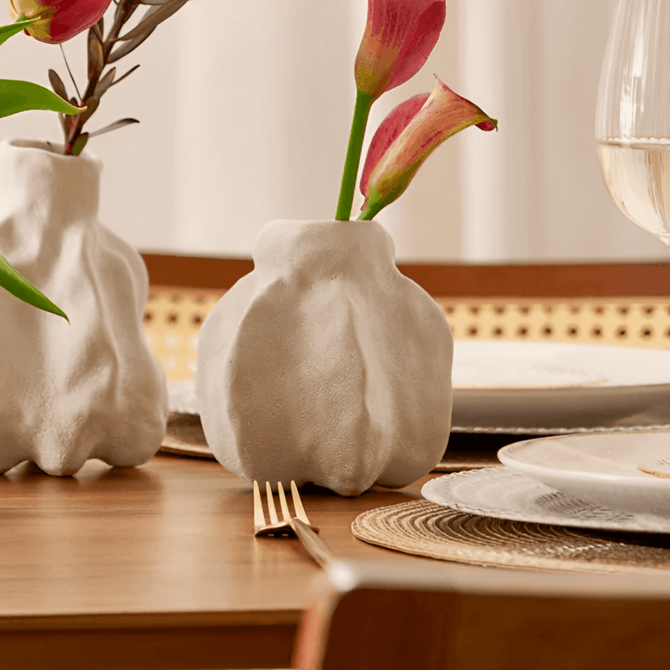 Vaso Decorativo em Cerâmica Cinza 12,5cm P - Ela Decora