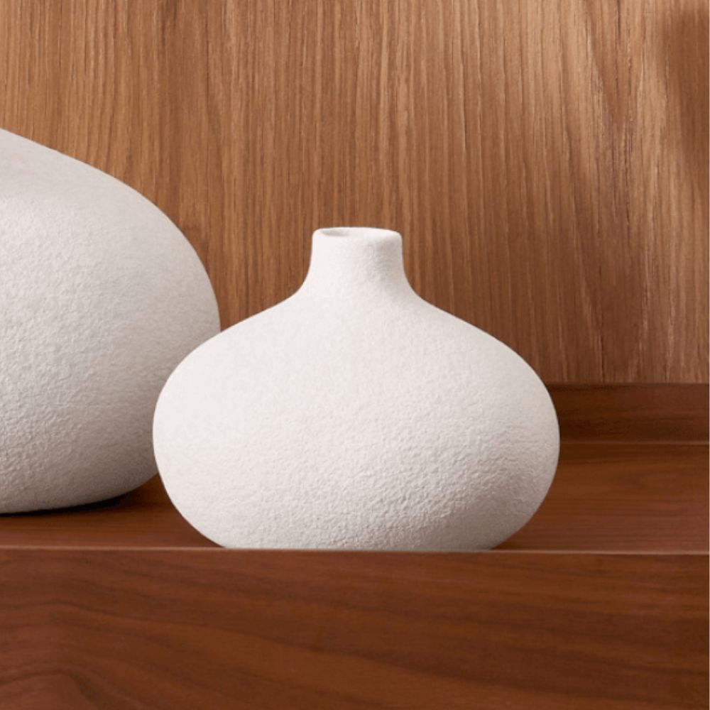 Vaso Decorativo em Cerâmica Cinza 15cm - Ela Decora