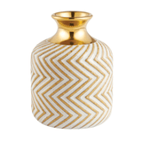 Vaso Decorativo Redondo Cinza e Dourado 15,5cm - Ela Decora