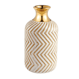 Vaso Decorativo Redondo Cinza e Dourado 23cm - Ela Decora